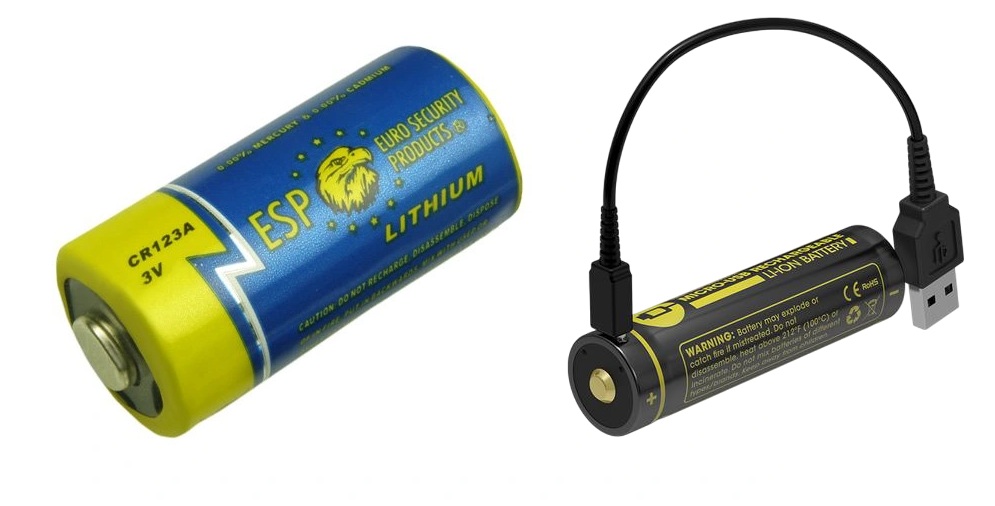 Baterie CR123A a nabíjecí akumulátor Nitecore