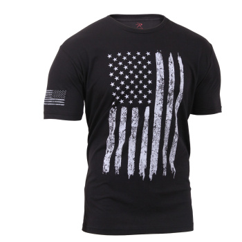 Distressed US Flag Athletic Fit T-Shirt, Rothco, Black, 2XL