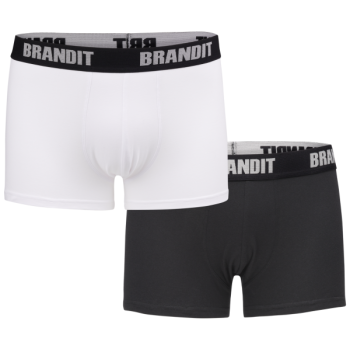 Men's boxers with logo, 2 pcs, Brandit, White-Black, M