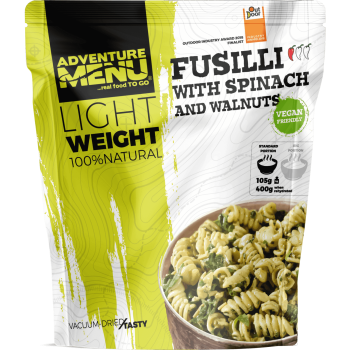 Vacuum Dried Fusilli with Spinach & Walnuts (VEGAN) - Lightweight, Adventure Menu