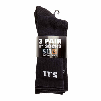 3PACK Socks, 6", 5.11, Black