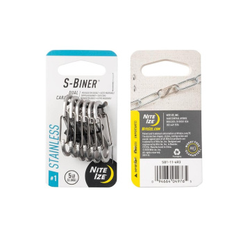 Stainless Steel Dual Carabiner S-Biner, Nite Ize, #1, stainless, 6pcs