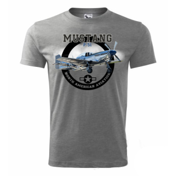 Tričko Mustang P-51, Striker, šedé, 2XL