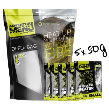 Flameless Heater Set 5 x 30 g + Zipper Bag, Adventure Menu
