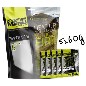 Flameless Heater Set 5 x 60 g + Zipper Bag, Adventure Menu