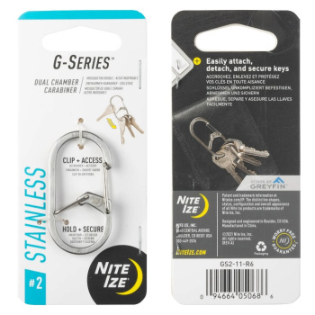 G-Series Dual Chamber Carabiner, Nite Ize, #2, stainless steel