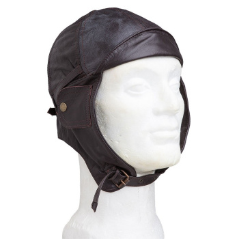 Aviation leather helmet, Mil-Tec, Brown, L