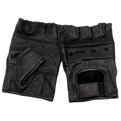 Biker fingerless gloves, leather, Mil-Tec, L