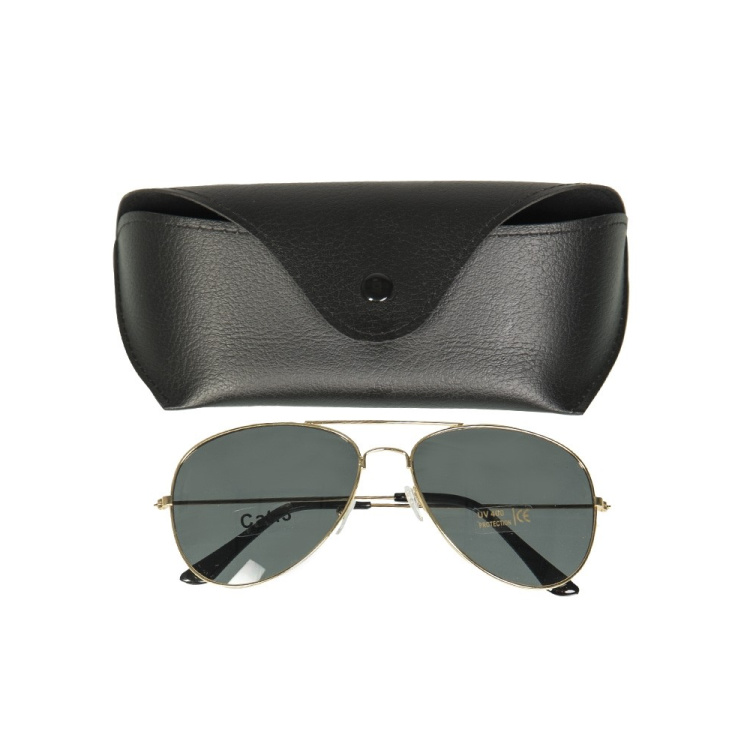 Pilot Sunglasses U.S. Gold, with case, Mil-Tec