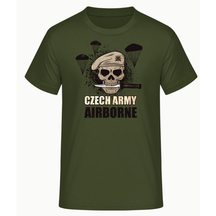 Male T-Shirt Czech Army Airborne, Green, Forces Design