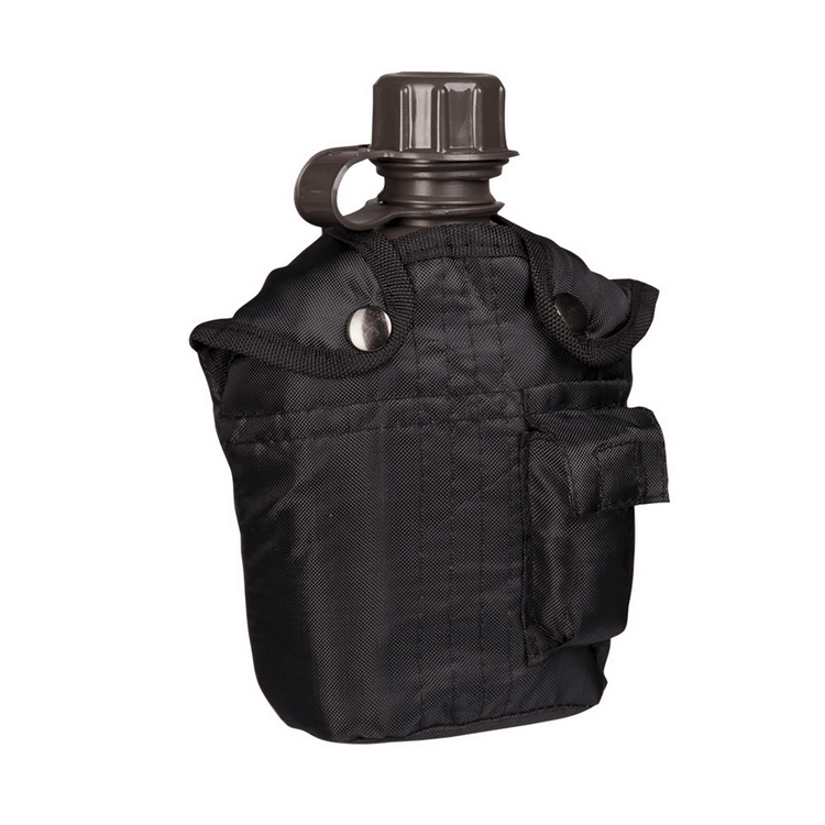 Field bottle U.S with sleeve, black, 1 L, Mil-Tec