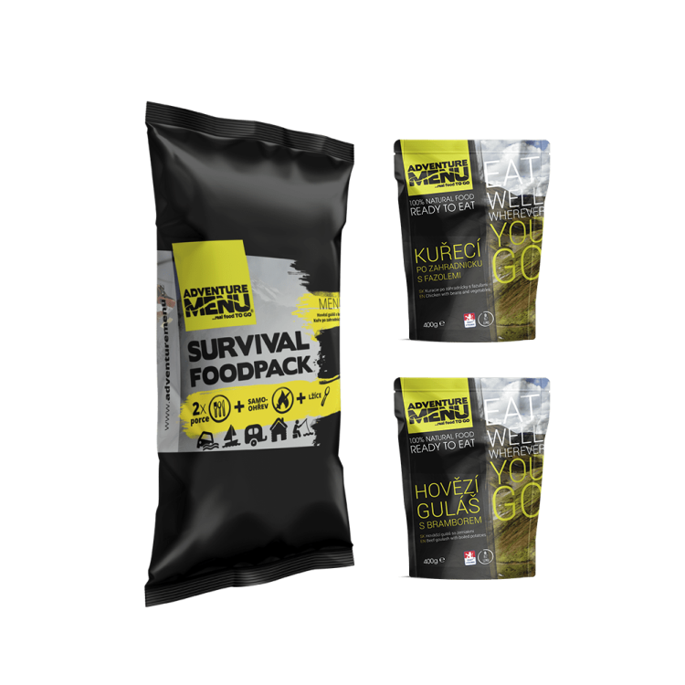 Survival Food Pack I - beef goulash + chicken with beans and vegetables, Adventure Menu