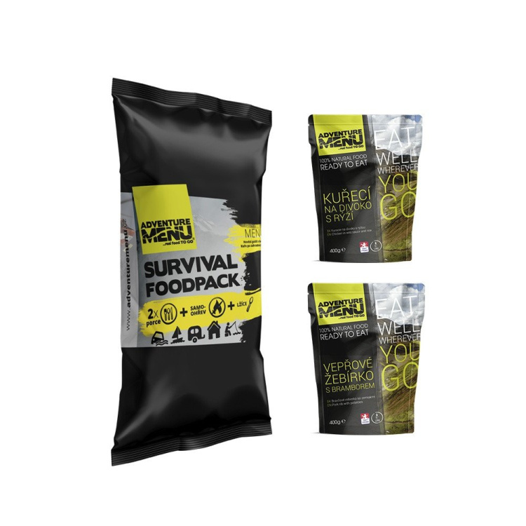 Survival Food Pack III - pork ribs with potatoes + chicken in wild sauce with rice, Adventure Menu