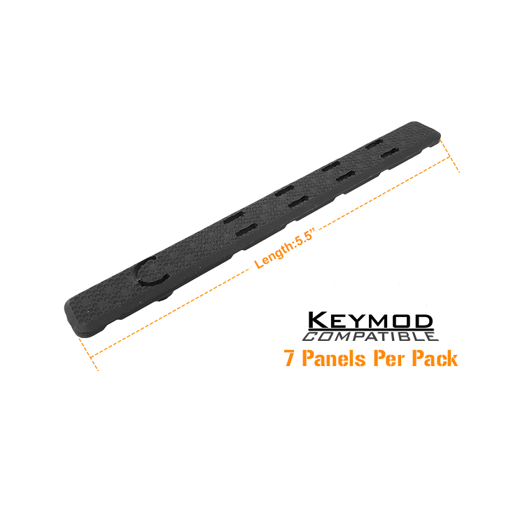UTG nízkoprofilová krytka pro Keymod, 5,5″, černá, balení 7ks - UTG Low Profile Keymod Rail Panel Covers, 5.5” Black, 7/Pack