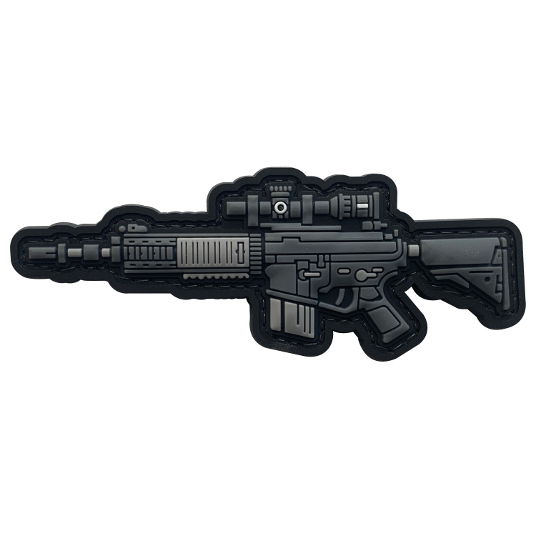 3D PVC velcro patch with AR-10 weapon motif