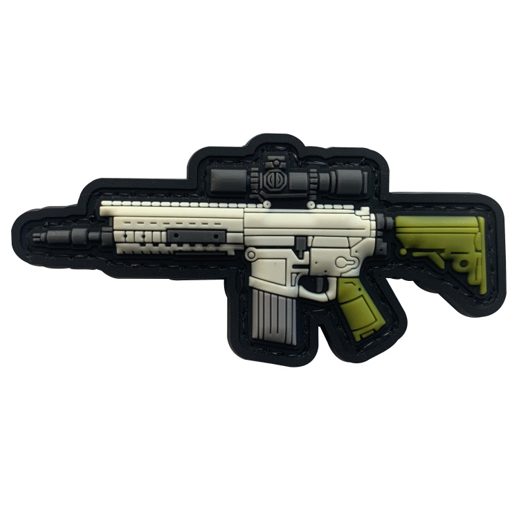 3D PVC velcro patch with AR-15 weapon motif