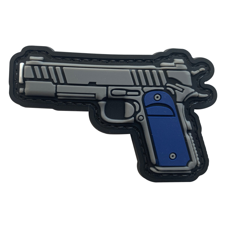 3D PVC velcro patch with 1911 pistol motif