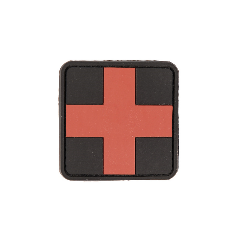 PVC applique - medical cross, red-black, 5x5 cm, Mil-Tec