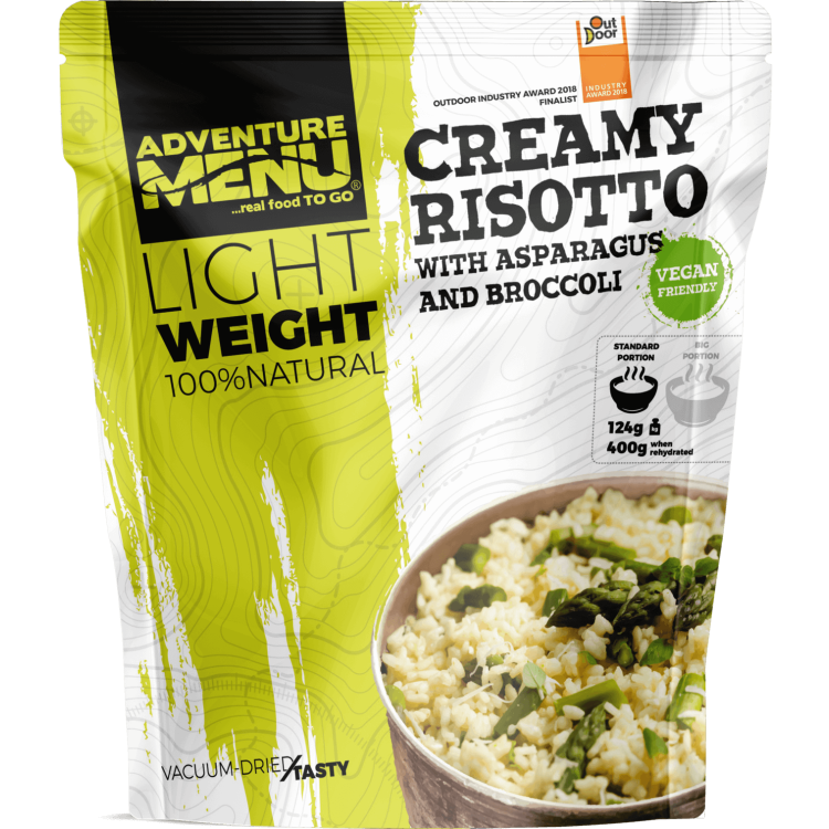 Vacuum Dried Creamy Risotto w/ Asparagus &amp; Broccoli (VEGAN) - Lightweight, Adventure Menu