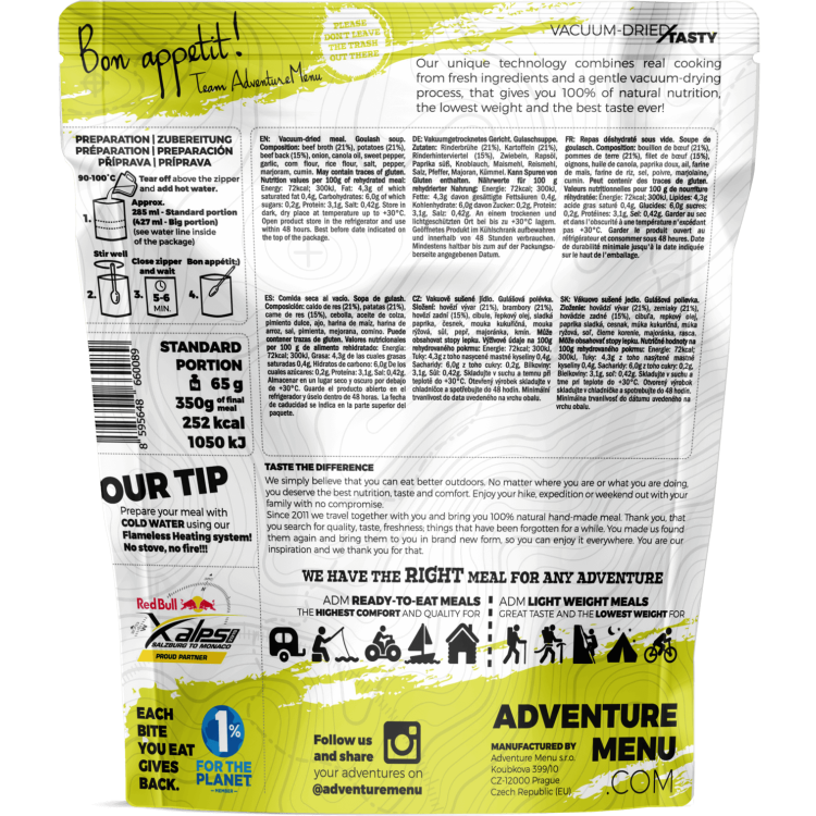 Vakuově sušené jídlo - Gulášová polévka - Lightweight, Adventure Menu