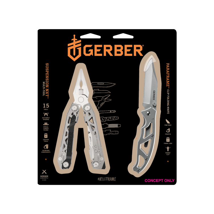 Combo Pack Suspension-NXT + Paraframe I Knife, Blister, Gerber
