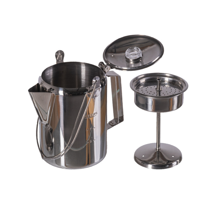 Stainless steel kettle with percolator for 9 cups, Mil-Tec