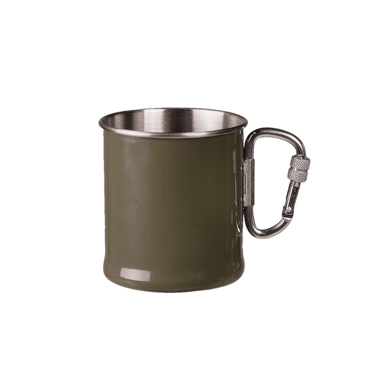 Stainless Steel Karabiner Cup, 250 ml, olive, Mil-Tec