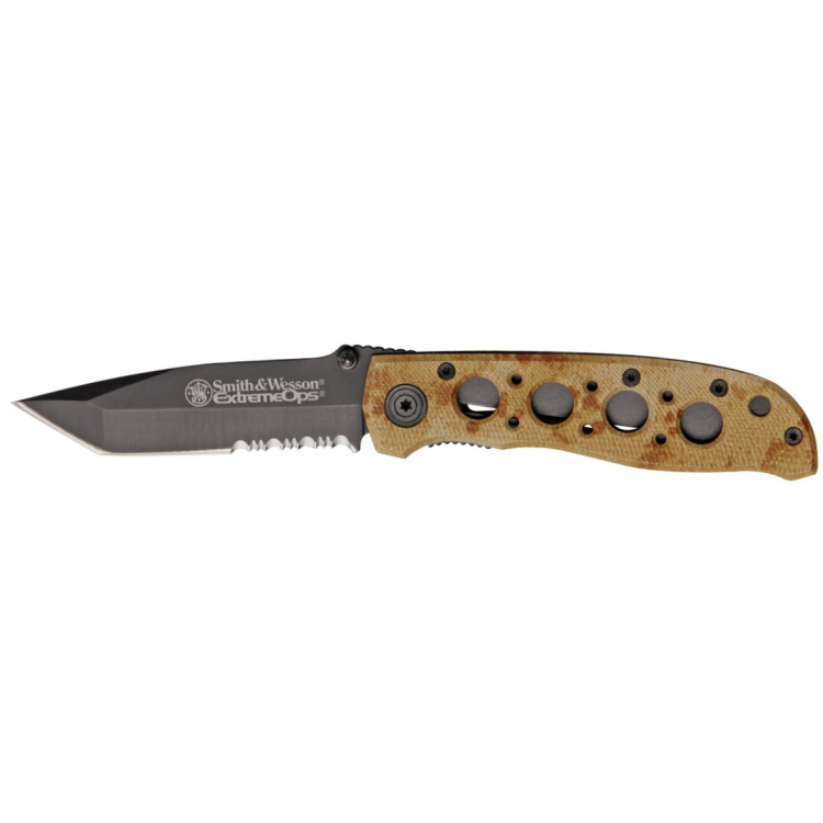 Folding knife Extreme Ops, S&amp;W, Tan, Partially serrated blade
