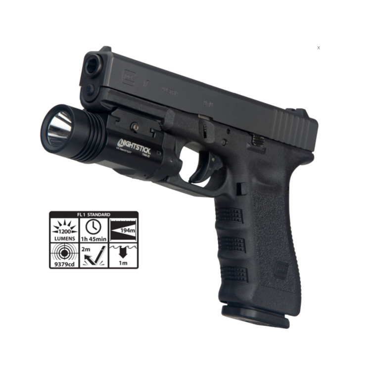 Pistols flashlight with rails TWM-30, programmable, Nightstick, Black