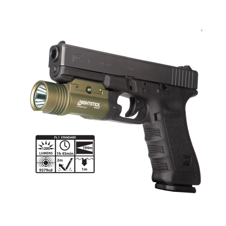 Pistols flashlight with rails TWM-30F, programmable, Nightstick, Green ODG