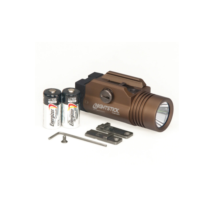 Pistols flashlight with rails TWM-30FD, programmable, Nightstick, Flat Dark Earth