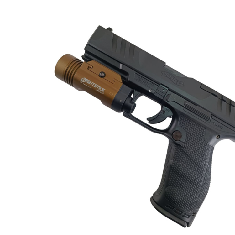 Pistols flashlight with rails TWM-30FD, programmable, Nightstick, Flat Dark Earth