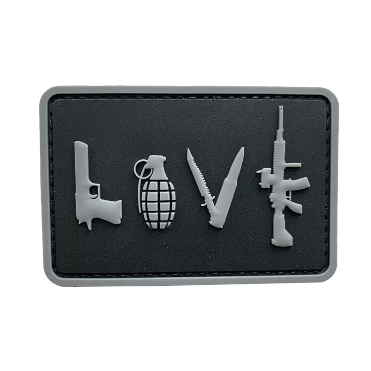 PVC patch LOVE - Pistol Grenade Knife Rifle