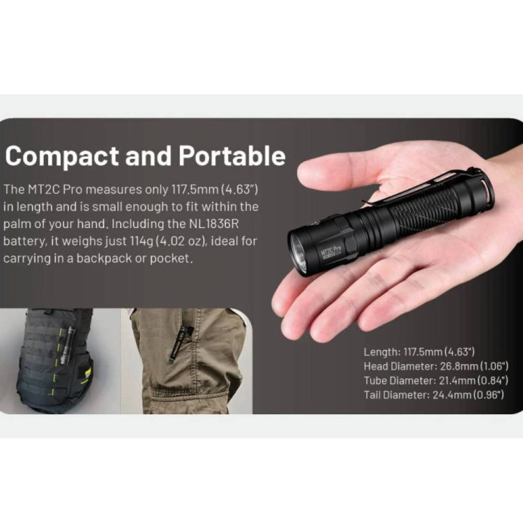 Taktická svítilna MT2C PRO, 1800lm, Nitecore