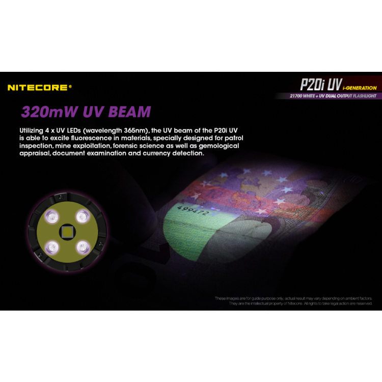 Taktická svítilna P20i UV,1800 lm, Nitecore