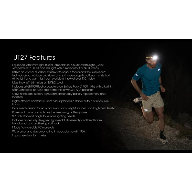 UT27 2024 Dual Headlamp, 800 lm, Nitecore