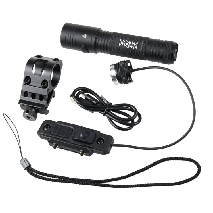Tactical flashlight for long guns RT02, 1200 lm, DAŽBOG, black