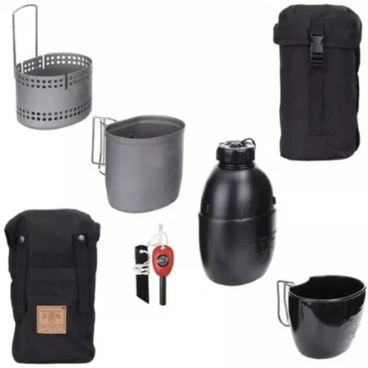 Set na vaření Mk2 The Crusader Cooking Set, 6 ks, černé pouzdo