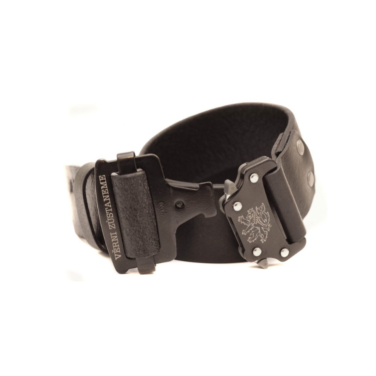 Leather belt with Speed buckle, O.T.T., Black