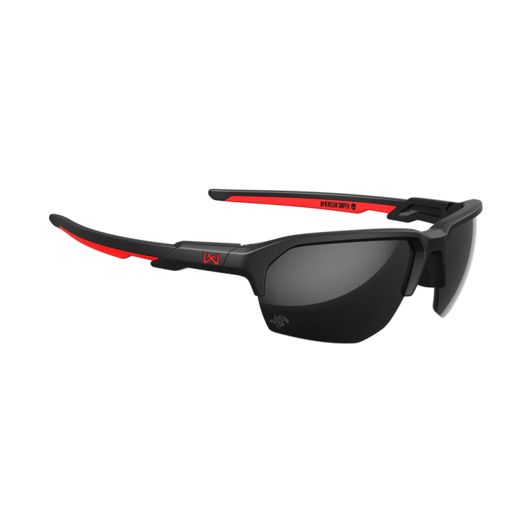 WX JAKL Ballistic Glasses, Wiley X®, Black/Red, Captivate™ Black Mirror, American Sniper Signature Series