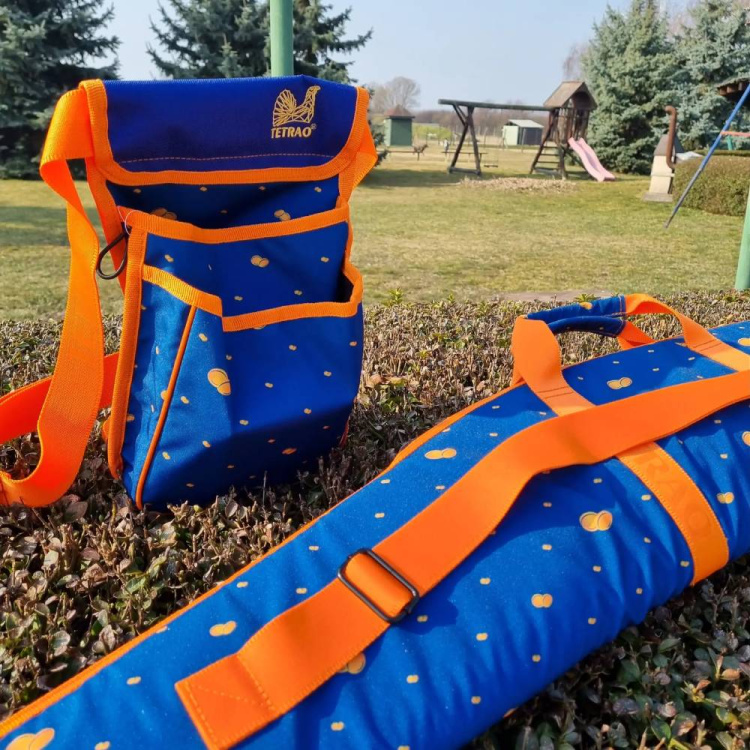 TETRAO Shotgun Shell Bag, Blue + Hand Towel with Clay Pigeon Pattern - Brašna na brokové náboje TETRAO
