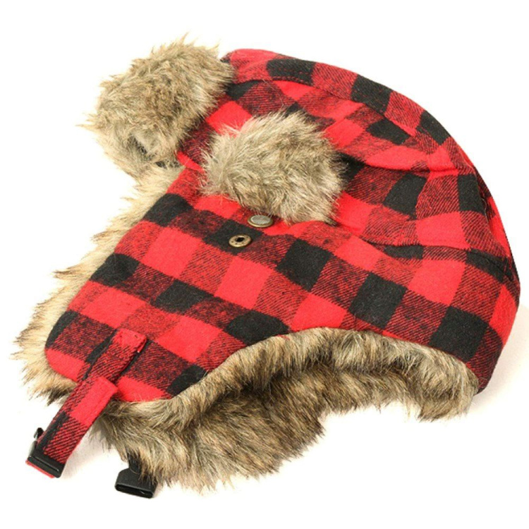 Beranice Fur Flyer´s Hat, červenočerná, Rothco - Beranice Vintage Flyers Hat, červeno černá, Rothco
