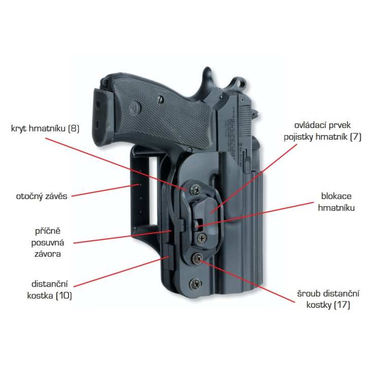 Gun belt holster, swivel hinge, Dasta 750