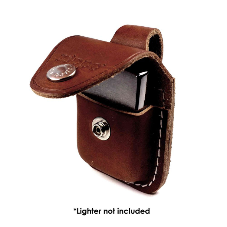 Leather Zippo lighter case, Brown, Zippo