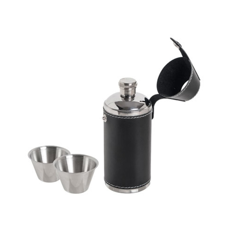 BasicNature Hip flask &#039;Hunter&#039;s&#039;, with 2 cups, 180 ml, Reliance