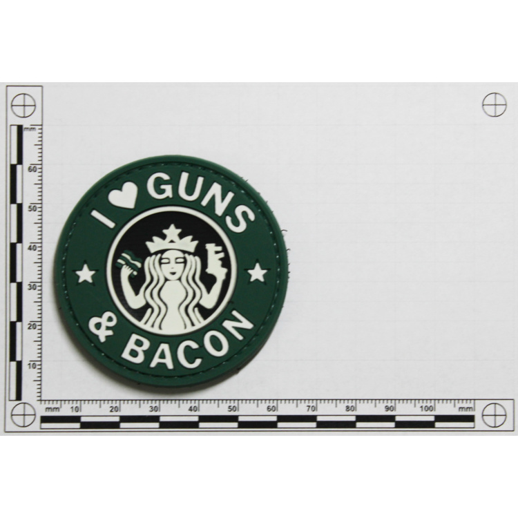 PVC patch "I Love Guns and Bacon"