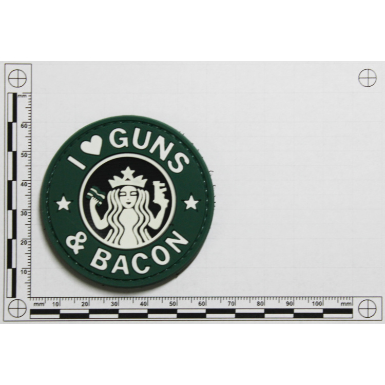 PVC patch &quot;I Love Guns and Bacon&quot;