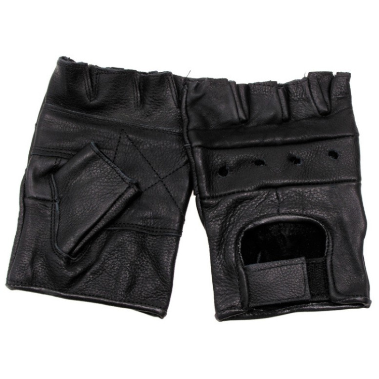 Biker fingerless leather gloves, Mil-Tec