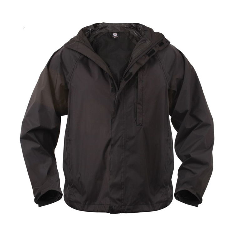 Packable Rain Jacket, Black, Rothco
