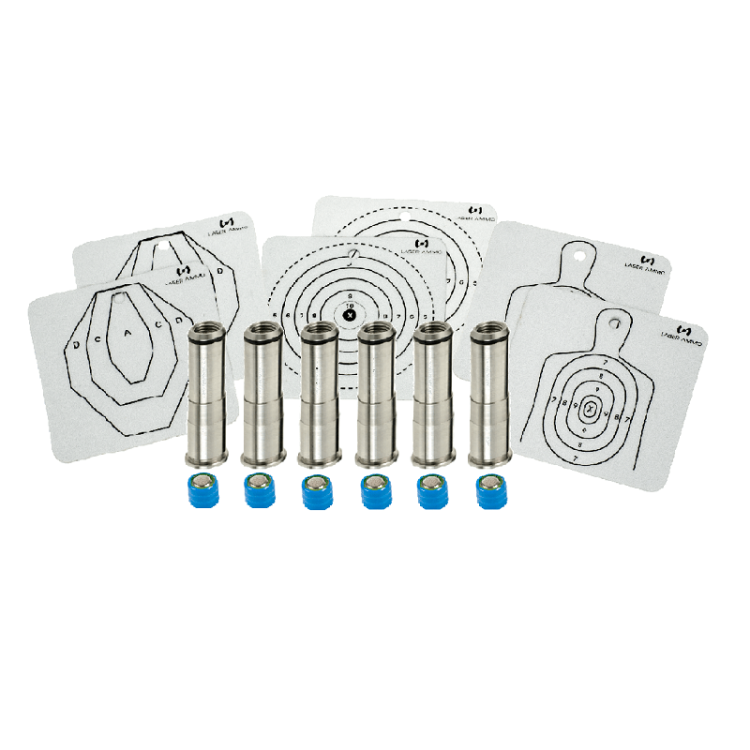 Package of six SureStrike .38SP / .357 Cartridges, Revolver pro six pack with red laser, Laser Ammo